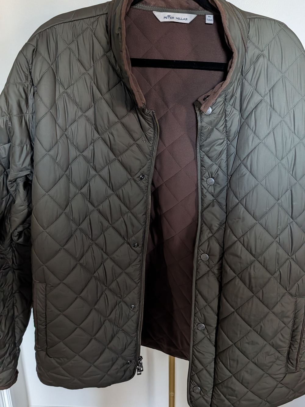Peter Millar Quilted Olive and Brown Lightweight Jacket
